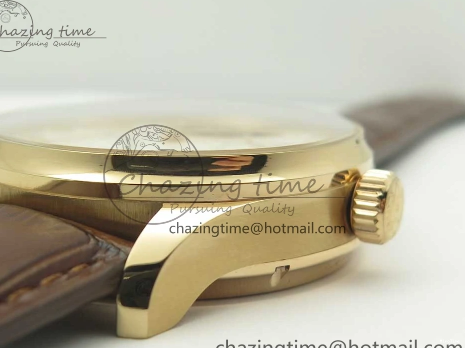 MIROTIME 0209 Portuguese Tourbillon IW504602 RG ZF Best Edition White Dial on Brown Leather Strap Stretchable 7178